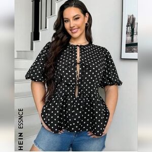 Women's Shein Curve Polka Dot Print Blouse size 1X